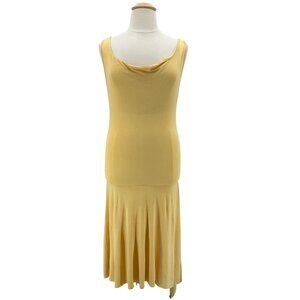 NEW Sweetgrass Womens XL Dress Bamboo Maxi Yellow Built In Bra Cowl Neck Boho